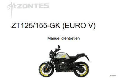 Manuel d'atelier Zontes GK 125 2022 français { {{ Docautomoto }}