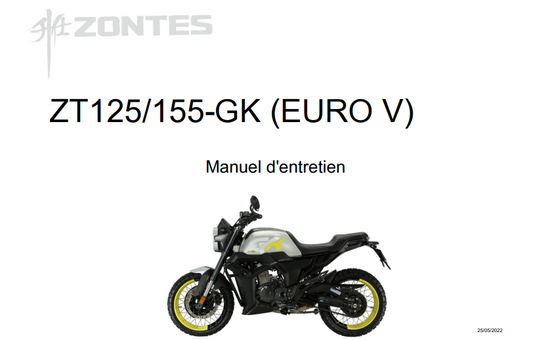 Manuel d'atelier Zontes GK 125 2022 français { {{ Docautomoto }}