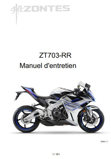 Manuel d'atelier Zontes ZT703RR 2026 français