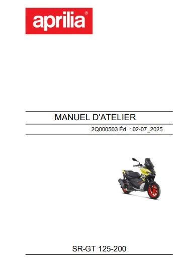 Manuel d'atelier aprilia 125 200 SR GT 2025 2026 français Docautomoto