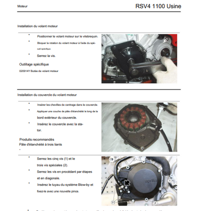 manuel d'atelier Aprilia RSV4 1100 2019 français { {{ Docautomoto }}