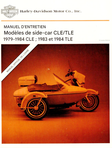 Manuel d'atelier Side car Harley Davidson 1979 1984 français { {{ Docautomoto }}