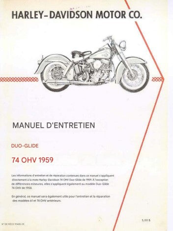 Manuel d'atelier Harley Davidson Duo Glide 1959 français { {{ Docautomoto }}