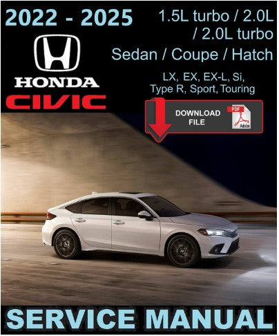 Manuel d'atelier Honda Civic 2022 2025 { {{ Docautomoto }}