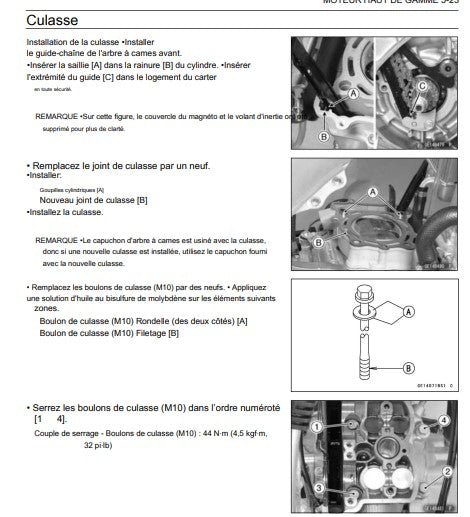 Manuel d'atelier Kawasaki KXF 250 2014 Docautomoto