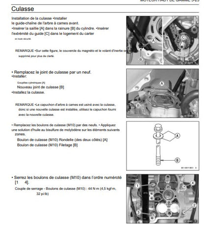 Manuel d'atelier Kawasaki KXF 250 2014 Docautomoto