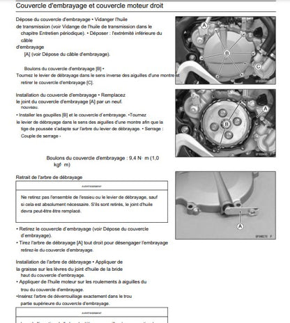 Manuel d'atelier kawasaki KX 85 KX100 2016 français Docautomoto