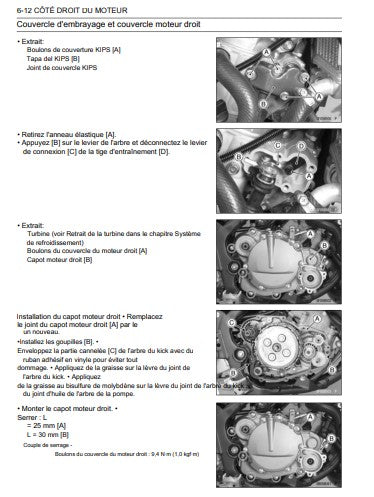 Manuel d'atelier kawasaki KX 85 KX100 2016 français Docautomoto