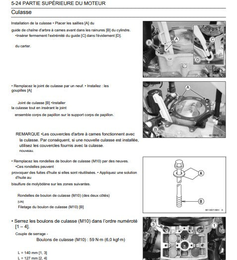 Manuel d'atelier Kawasaki 450 KXF 2017 2018 français Docautomoto