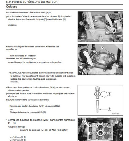 Manuel d'atelier Kawasaki 450 KXF 2017 2018 français Docautomoto