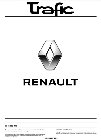 Manuel d'atelier Renault trafic 2014 2018 { {{ Docautomoto }}