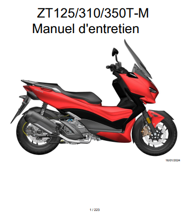 Manuel d'atelier scooter Zontes ZT 125 310 350 2021 2024 français { {{ Docautomoto }}