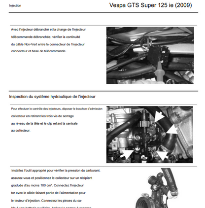 Manuel d'atelier Vespa 125 GTS ie 2009 { {{ Docautomoto }}