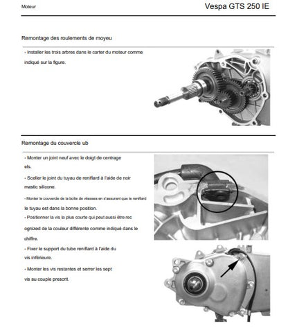 Manuel d'atelier Vespa GTS 250 IE français { {{ Docautomoto }}