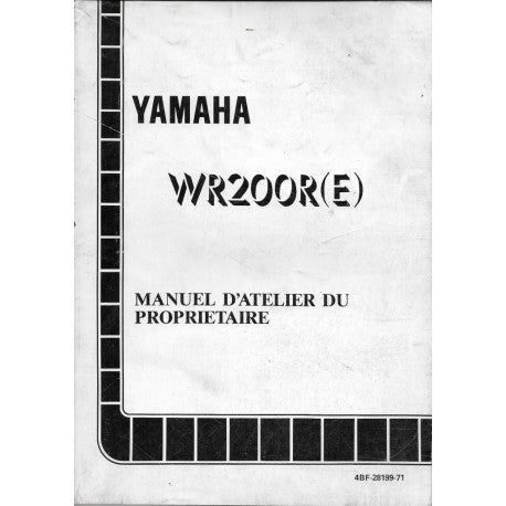 Manuel d'atelier Yamaha 200 WR 1993 français Docautomoto
