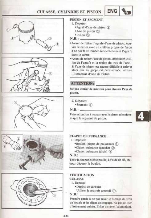 Manuel d'atelier Yamaha 200 WR 1993 français Docautomoto