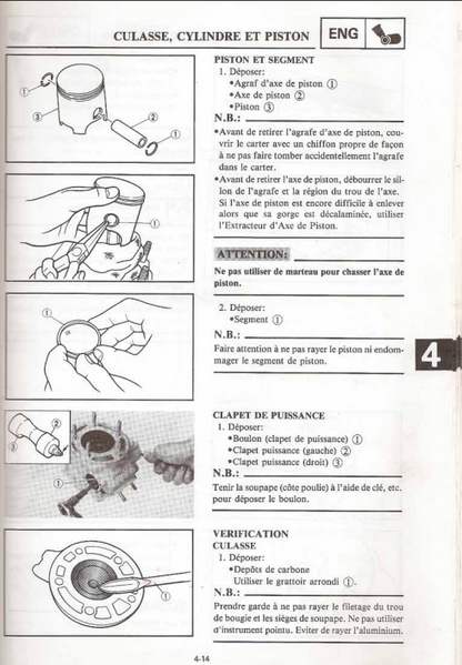 Manuel d'atelier Yamaha 200 WR 1993 français Docautomoto
