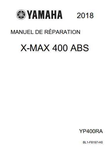 Manuel d'atelier Yamaha 400 Xmax 2018 { {{ Docautomoto }}