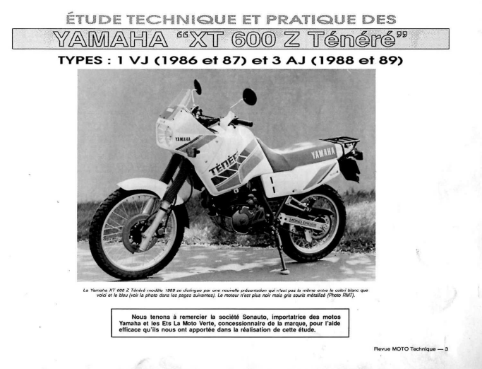 Manuel de réparation Yamaha 600 teneré 1986 1989 { {{ Docautomoto }}
