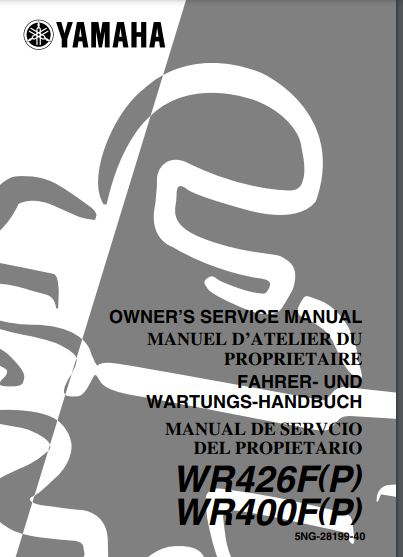 Manuel d'atelier Yamaha WRF 400 426 2001 { {{ Docautomoto }}