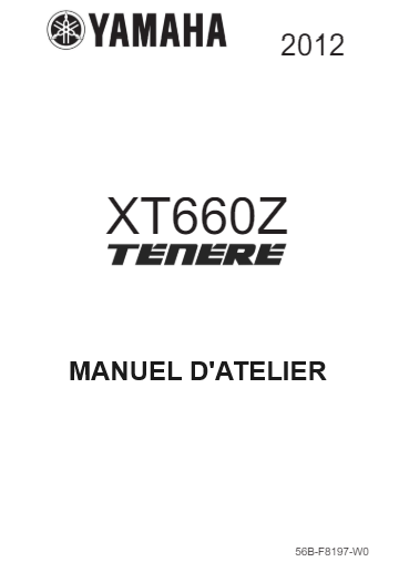 Manuel d'atelier Yamaha 660 ténéré 2012 français { {{ Docautomoto }}
