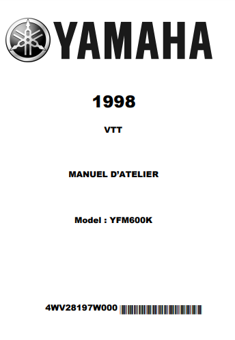 Manuel d'atelier Yamaha YFM 600 1998 { {{ Docautomoto }}