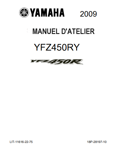 manuel d'atelier yamaha YFR 450 RY 2009 français { {{ Docautomoto }}