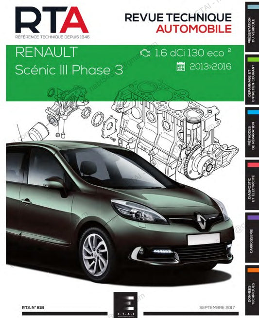 Manuel de réparation Renault Scenic 3 ph3 dci 2013 2016 Docautomoto
