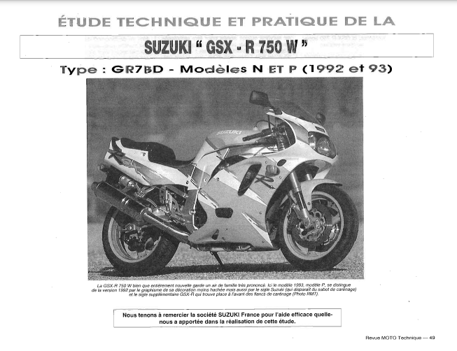 Manuel de réparation Suzuki GSXR 750 1992 1993 { {{ Docautomoto }}
