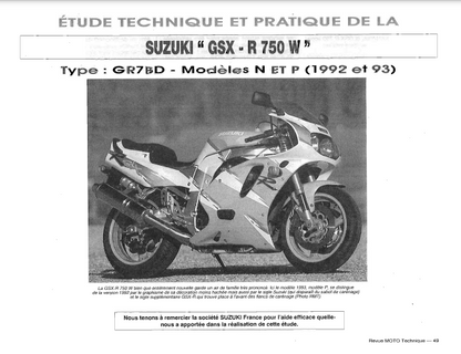 Manuel de réparation Suzuki GSXR 750 1992 1993 { {{ Docautomoto }}
