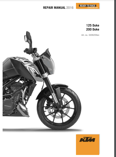 Manuels d'atelier KTM 125 200 Duke 2016 2017 2018 { {{ Docautomoto }}