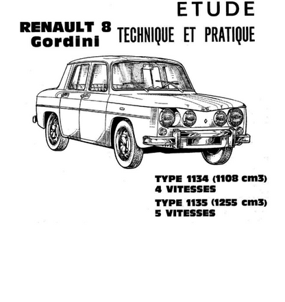 Manuels d'atelier Renault 8 Major et Gordini