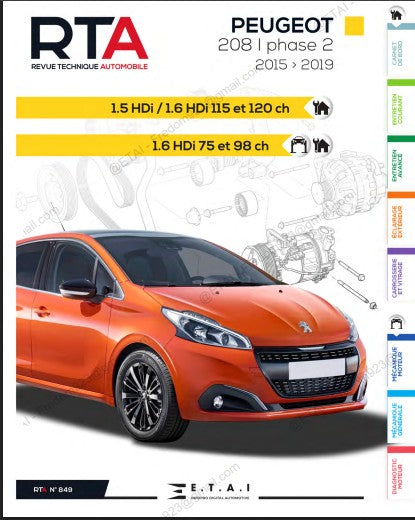 Revue technique Peugeot 208 diesel 2015 2019 Docautomoto