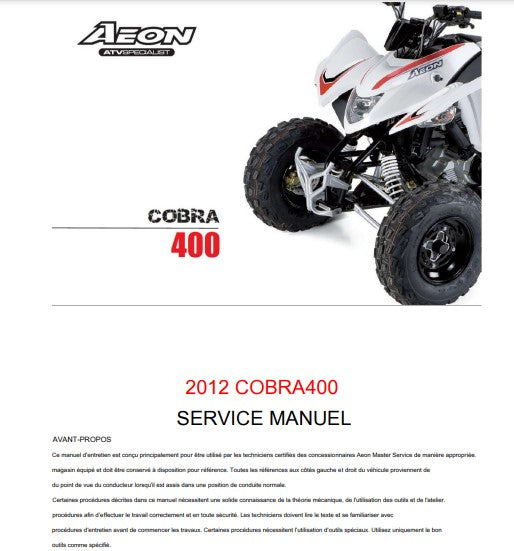 manuel d'atelier AEON Cobra 400 2012 français { Docautomoto