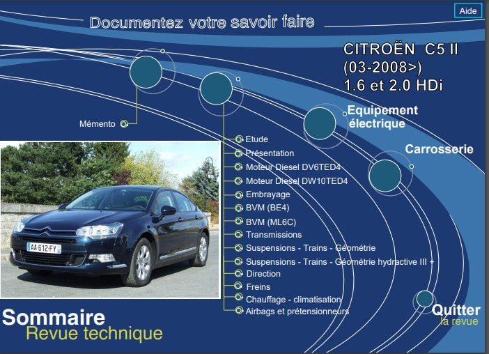 manuel d'atelier Citroën C5 2 HDI 2008 { {{ Docautomoto }}