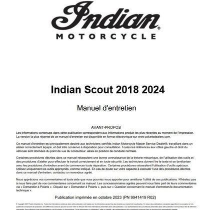 Manuel d'atelier Indian Scout 2018 2024 français { {{ Docautomoto }}