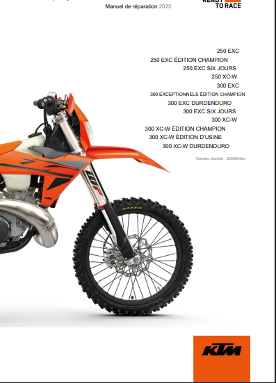 manuel d'atelier KTM 250 300 EXC XCW 2025 français
