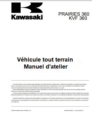 Manuel d'atelier Kawasaki 360 KVF Prairie 2003 français { Docautomoto