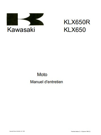 manuel d'atelier Kawasaki KLX 650 1993 français Docautomoto