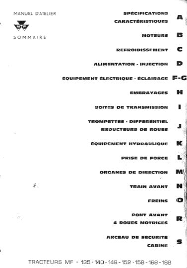 Manuel d'atelier Massey Ferguson 130 188 Docautomoto