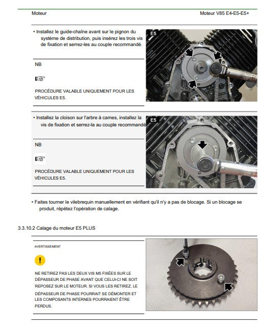 Manuel d'atelier Moto Guzzi V85TT Euro5+ 2024 français Docautomoto
