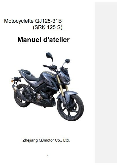 manuel d'atelier QJMotor SRK125S français