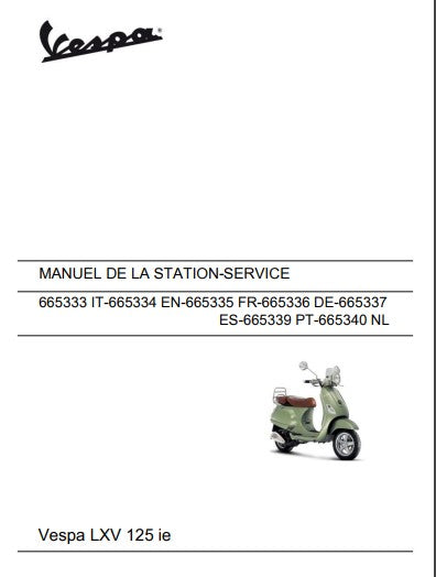 Manuel d'atelier Vespa 125 LXV ie 2014 { {{ Docautomoto }}