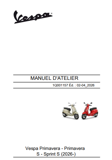 manuel d'atelier Vespa Primavera Sprint 125 150 180 2026 français