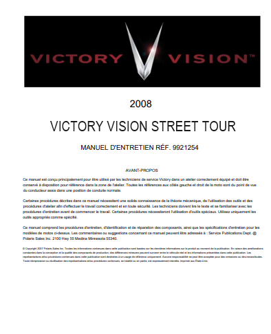 Manuel d'atelier Victory Vision 2008 français { Docautomoto