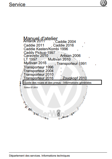 Manuel d'atelier Volkswagen Transporter T5 en français { {{ Docautomoto }}