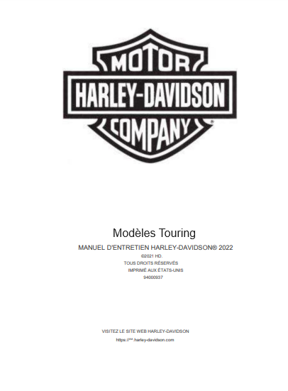 Manuel d'atelier harley Davidson Touring 2022 français { Docautomoto