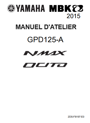 Manuel d'atelier Yamaha 125 Nmax MBX 125 Ocito 2015 { Docautomoto