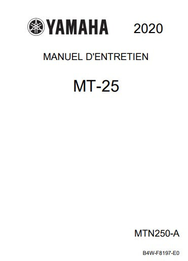 Manuel d'atelier Yamaha MT 25 2020 français Docautomoto
