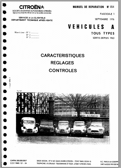 manuel d'atelier Citroën 2cv et dérivés 1963 1991 { {{ Docautomoto }}